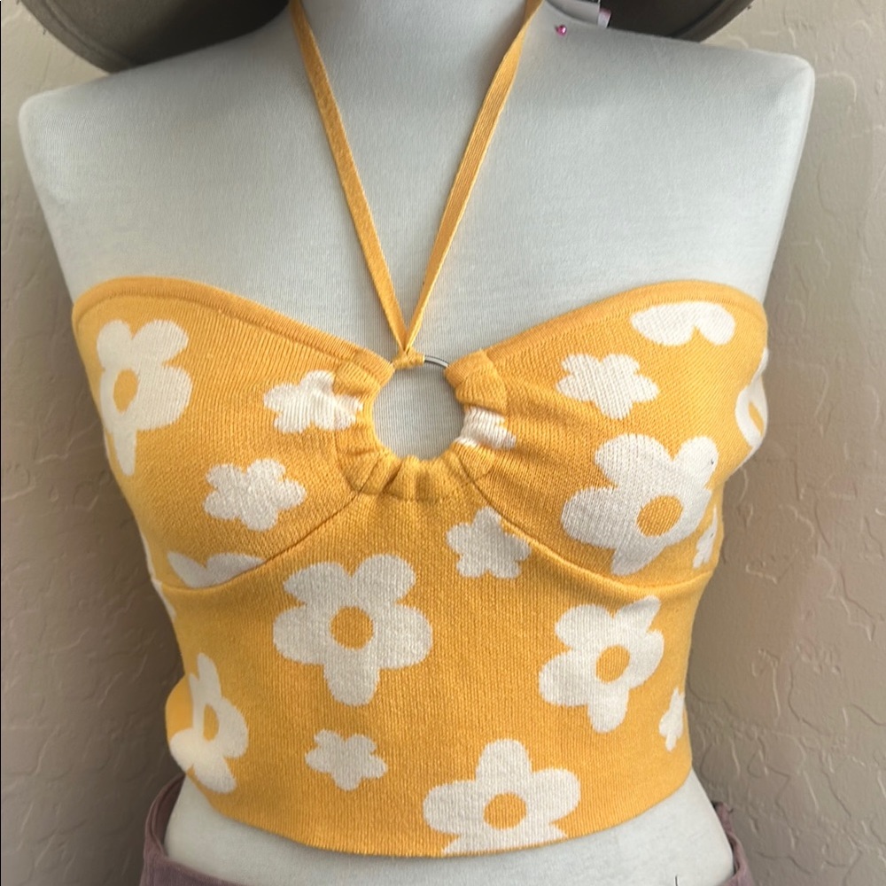 Floral Yellow Halter Top